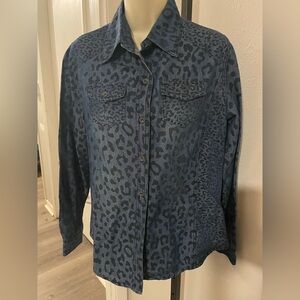 Leopard Print Denim Blouse